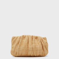 Natural Straw Brit Pleated Clutch