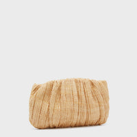 Natural Straw Brit Pleated Clutch