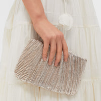 Champagne Shimmer Brit Pleated Clutch