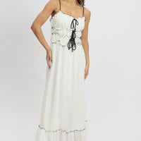 White Midi Dress Contrast Tie