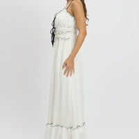 White Midi Dress Contrast Tie