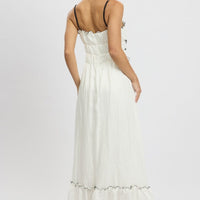 White Midi Dress Contrast Tie