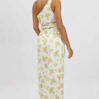 White Floral One Shoulder Midi Dress
