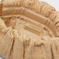 Natural Straw Brit Pleated Clutch