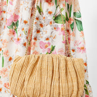 Natural Straw Brit Pleated Clutch