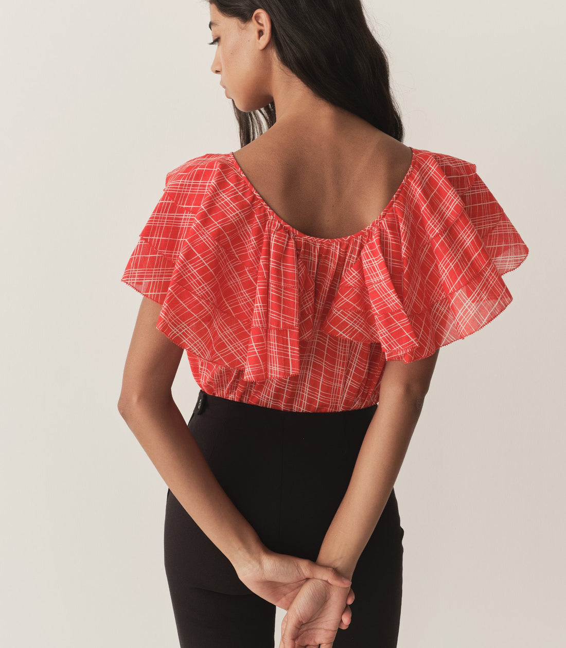 ANALICIA TOP -- SYLVIE PLAID