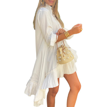 Asymmetrical Shirt Dress - White