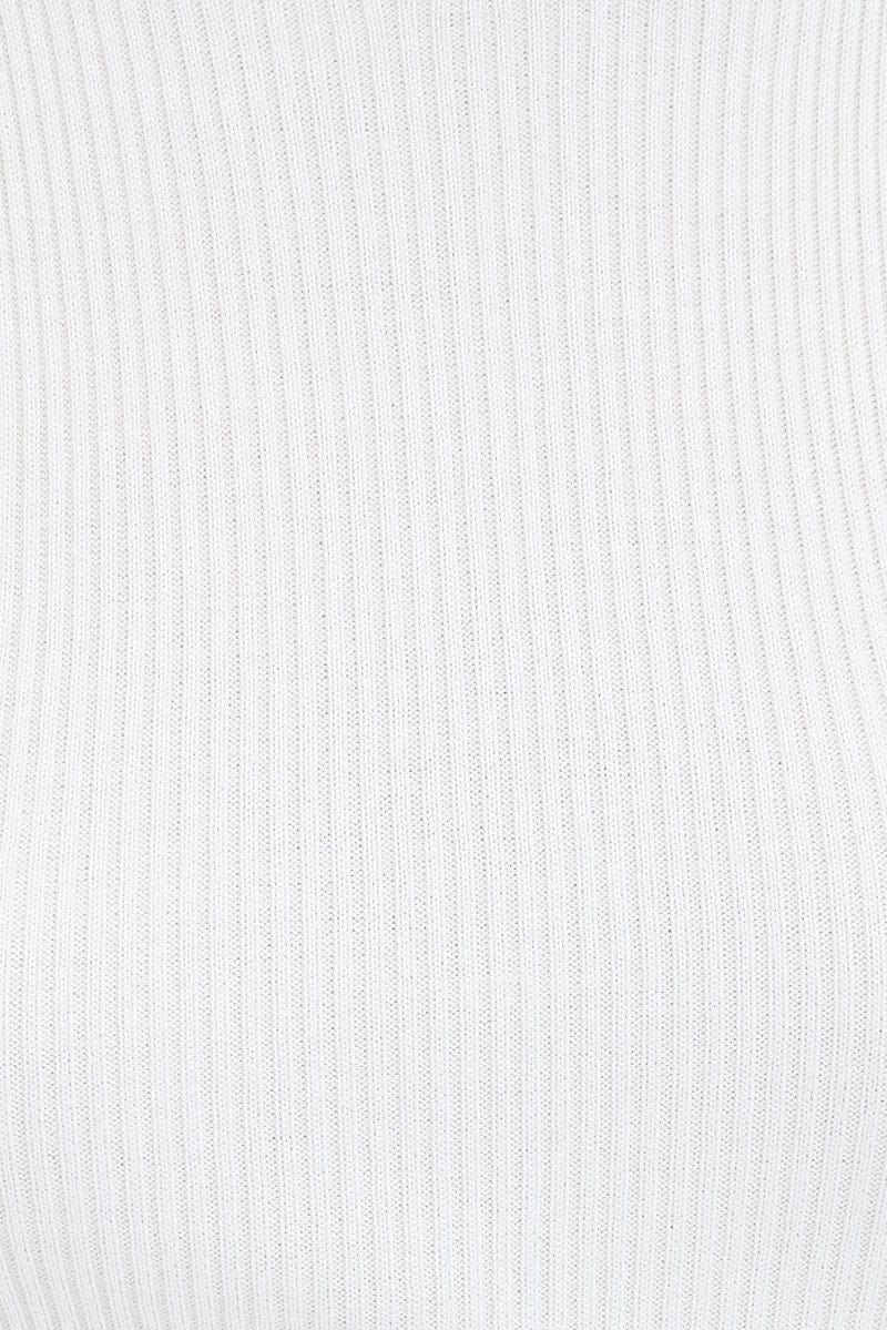 White Midi Dress Long Sleeve Keyhole Bodycon Rib Knit
